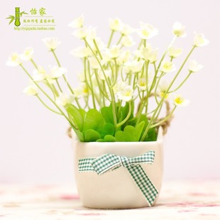  客厅茶几梳妆台装饰仿真花 韩式唯美干花绢花假花田园盆栽 小米花