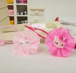  儿童发饰 女 韩版 发圈发绳 KITTY扎辨缎质头花 批发价 单个