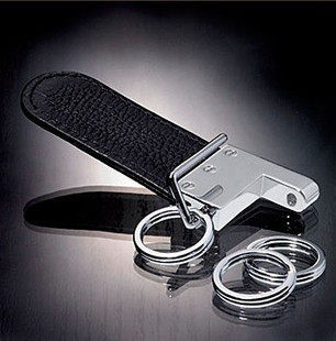 德国正品*TROIKA皮质镀铬 黑色开口<span class=H>钥匙</span><span class=H>扣</span>00056
