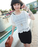 特价两件套夏季新品2012棉紧身OL甜美杂志款vivi勾花连衣裙 裤子