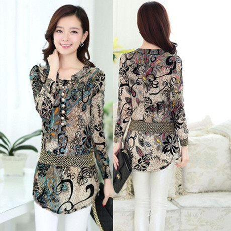 春夏天新款35-40-45岁中<em>青年</em>少妇<em>女装</em>雪纺衫花