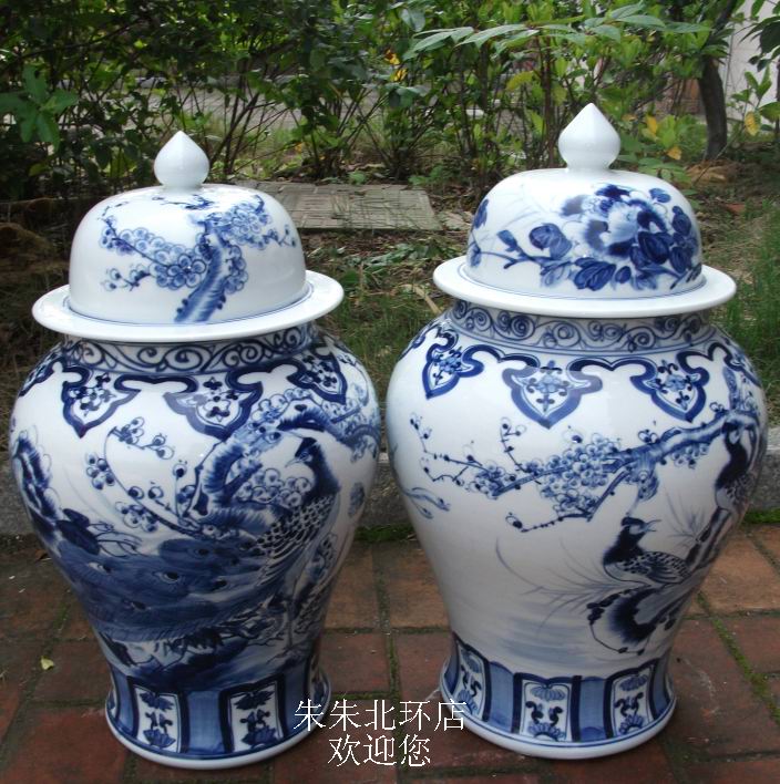 景德镇陶瓷密封酒瓶二十斤装泡酒坛子内盖手绘青花孔雀将军罐花瓶在类目 餐饮具, 酒壶/酒杯/酒具, 家用酒壶中 - 来自Buy2taobao.com提供专业的淘宝代购服务