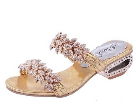 新品特价 夏季女鞋优雅奢华水钻拖鞋女士水晶
