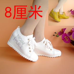  春季正品韩版女式增高鞋圆头坡跟单鞋女士内增高休闲鞋女鞋8厘米