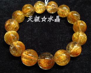  天极水晶 精美正品天然铜发晶手链14.2mm(NO.12020)~实物拍摄
