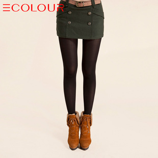  [双12]三彩正品女装新款冬装 OL通勤修身羊毛呢裙裤短裤