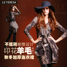 2011春装新款 女装新品 欧美大码打底 长袖针织 羊毛连衣裙裙子