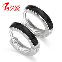 久爱925纯银耳环<em>女可可</em>耳扣黑玛瑙耳饰品纯银