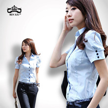 闽绣  2012韩版新款女装职业OL通勤女衬衫短袖韩版修身8530