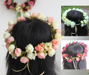  夏威夷海边渡假新娘伴娘结婚庆儿童拍照影楼头饰花环 3色可调大小