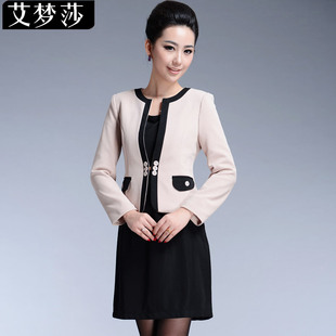  秋装新款韩版时尚长袖职业装套装连衣裙女裙套装工作服西装女