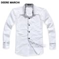 【5151m2010春】DEERE MARCHI 英伦格子翻领纯棉长袖衬衫 DM05白