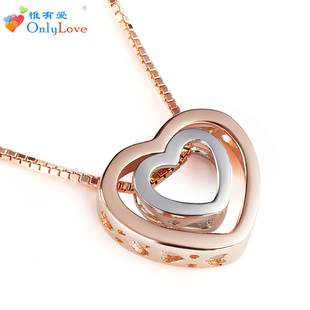  项链 情人节礼物 纯银925玫瑰金 锁骨链 短款 吊坠 项坠银饰品