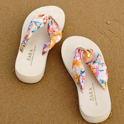 丝绸夹脚沙滩人字拖鞋...