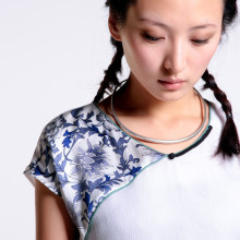 裂帛正品   新款短袖真丝中式改良盘扣上衣 镜花水月2256