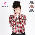 包邮 BERLA正品 2012春装新款童装女款外套 女童带帽格子外套2701