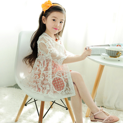 女童夏装<em>防晒衣</em>2014新款中大童<em>白色</em>蕾丝空调