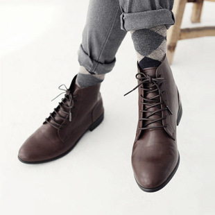  韩版英伦新款尖头潮流男士靴子高帮靴男靴时尚靴皮靴牛仔工装潮靴
