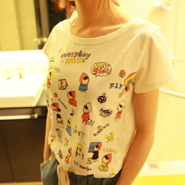 女装短袖彩色Q表情...