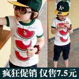 2012夏韩版男女童儿童纯棉短袖T恤打底衫西瓜款中小童装特价清仓