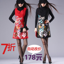 2011新 秋冬装新款 重工刺绣花羊毛毛呢连衣裙 背心裙 女装yf493