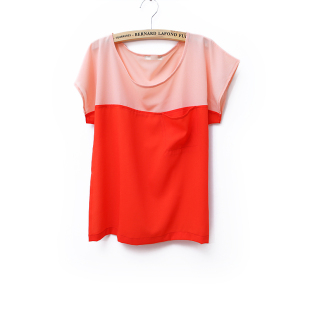2012 Summer new Korean personalities CONTRAST COLOR XXL DCF MaxMara chiffon shirt in a relaxed, comfortable WC1149