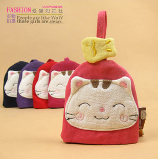  韩版！美！正品阿拉猫简约可爱卡通女士猫猫钥匙包/抽带钥匙包女