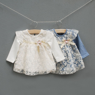  春秋款外贸女婴儿衣服6-12个1岁2岁3岁女儿童秋装裙子长袖连衣裙
