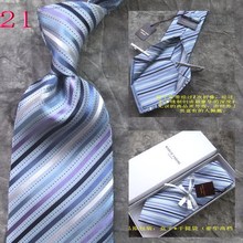 秒杀包邮 顶级正品全手工7褶皱豪华真丝领带 蓝色条纹男正装qz-21