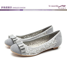 le saunda莱尔斯丹正品2012年灰色羊皮可爱女单鞋3M06230 GYK