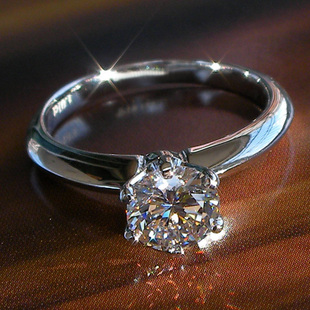  1克拉SONA钻戒 永恒誓约 925纯银镀铂金戒指女情侣婚戒
