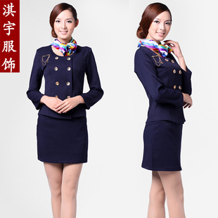  淇宇 酒店工作服长袖 美容师工作服秋冬 职业女裙空姐服套装