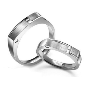  炎黄珠宝 Pt950铂金戒指 白金戒指 情侣对戒 铂金协会款 爱的印记