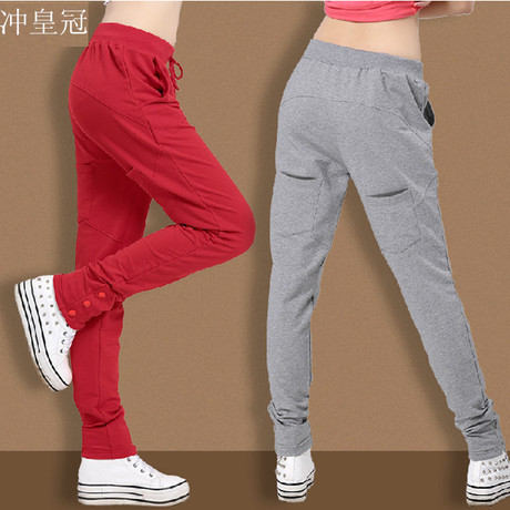 莫嘉显瘦薄款小脚运动裤女春秋<em>女裤</em>休闲长裤宽