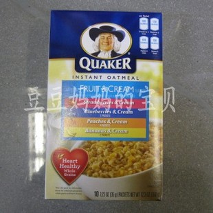  美国直递QUAKER桂格即食燕麦片奶油水果口味350g内含10包 护心脏