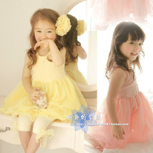  6折！ 韩国童装 夏装 儿童蕾丝蓬蓬纱裙女童背心裙A123.