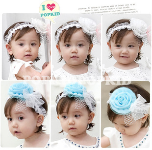  韩国 大花朵蕾丝 发套 宝宝 发带 韩版 发饰 儿童 饰品 公主 头饰