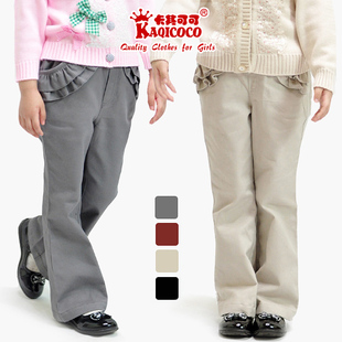  特价KAQICOCO品牌女童儿童冬裤纯棉微喇加厚加绒保暖长裤棉裤子