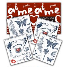 BG纹身贴/情侣款Je t'aime/蝴蝶/嘴唇/玫瑰/女防水纹身贴纸/包邮