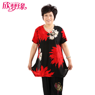  新款中老年短袖T恤妈妈装夏装宽松女式夏季女装T桖