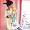cherrykeke女装2011夏装新品白色韩版大码宽松长款露肩短袖T恤