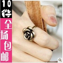 0775 韩版饰品 时尚个性DIY 饰品配件 复古金桐色玫瑰戒指