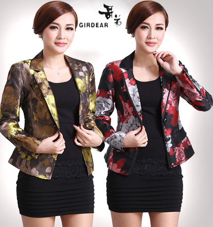 2014春装新款哥弟<em>小西装女装</em>外套中年短款时