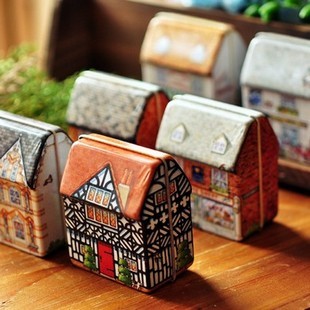 田园风迷你全彩绘小房子铁盒