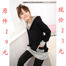 2010秋装新款韩版女装新品加厚长袖大码秋冬连帽卫衣外套清仓