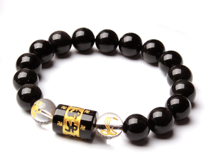  祥燕开光黑曜石六度六合六字巳申禅定佛手链13属蛇猴者蛇年开运物
