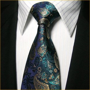 ptahatum宴会领带真丝领带，男宝石蓝花纹，正装商务结婚领带套装
