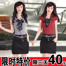 特价2012新款女装夏装雪纺 韩版时尚烫钻 修身 大码短袖连衣裙