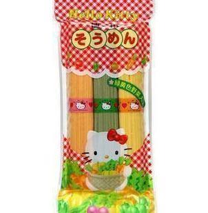 日本Hello Kitty多彩绿黄色蔬菜宝宝面条7个月3