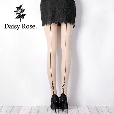 裤袜 丝袜 连裤袜防勾丝 英文love纹身提花 古巴